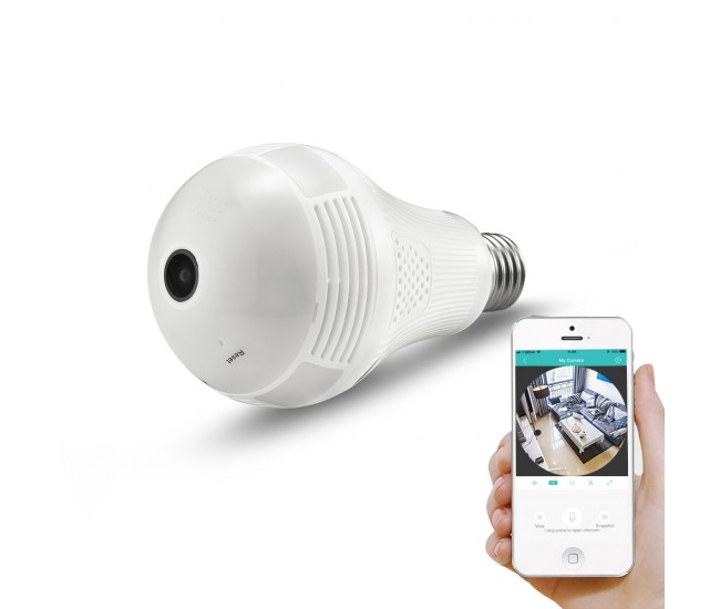 Bec LED cu camera IP VR bulb camera Panoramic WI-Fi 360EyeS 100-240V White