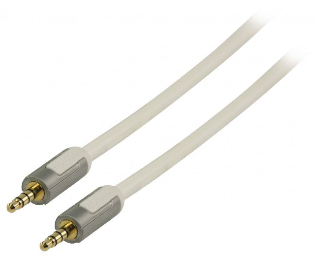 Cablu audio stereo Jack 3.5 mm tata - 3.5 mm tata 1m OFC alb Profigold