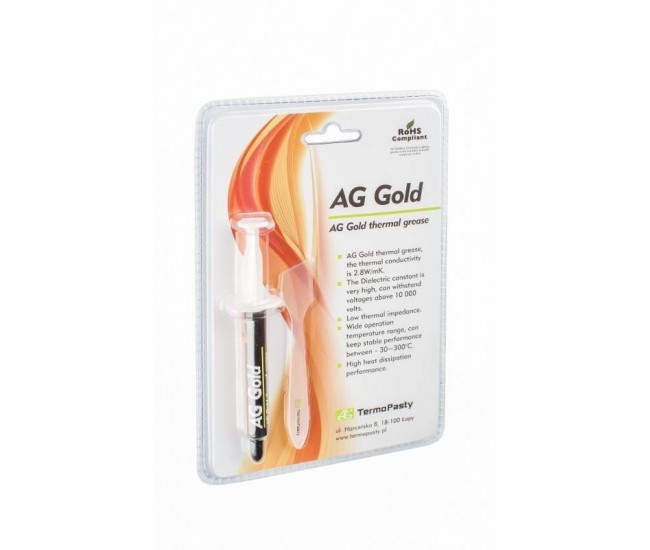 Pasta termoconductoare pe baza de aur AG Gold 2.8 W/m.K. 3grame AG TermoPasty