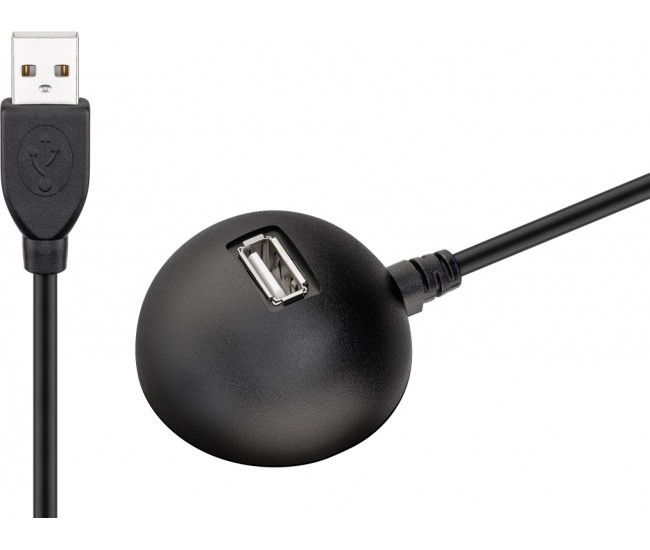 Cablu USB 2.0 de extensie de mare viteza cu suport 1.5m negru Goobay