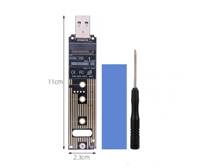 Rack metalic fara carcasa pentru SSD M.2/NGFF 2230 2242 2260 2280 cu port USB 3.0 A max.HDD 6TB