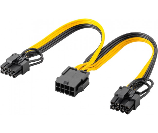 Cablu adaptor ATX alimentare cu 8 pini mama la 6+2 tata pentru placa video PCI Express Goobay 60000