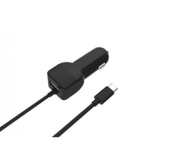 Alimentator USB bricheta auto cu cablu USB C 2 iesiri 2.4A negru Well