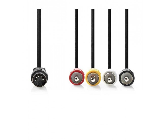 Cablu audio DIN 5pin tata - 4x RCA tata 1m Nedis CAGL20400BK10