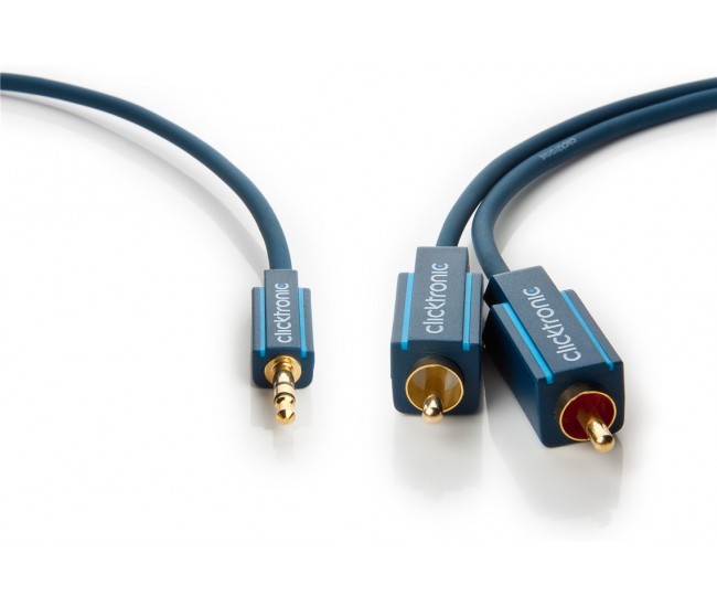 Cablu audio Profesional Jack 3.5 mm - 2x RCA 5m aurit albastru CLICKTRONIC