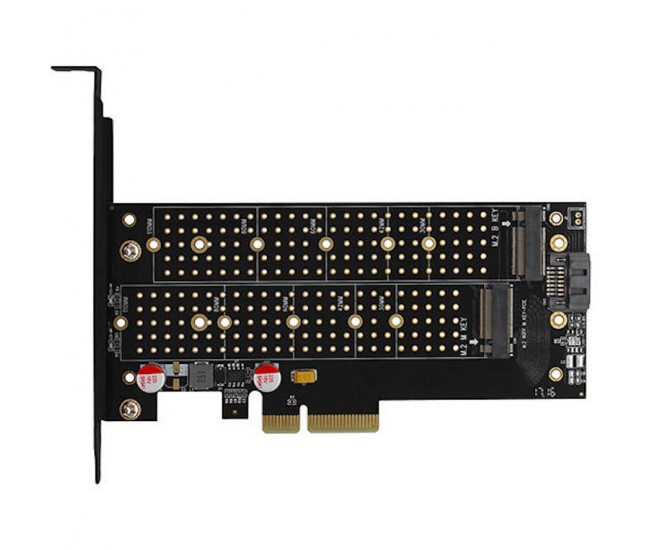 Adaptor Intern PCEM2-D PCI-E 3.0 4x - DUAL M.2 SSD (NVMe + SATA) Voltaj Dual SSD pana la 110mm AXAGON