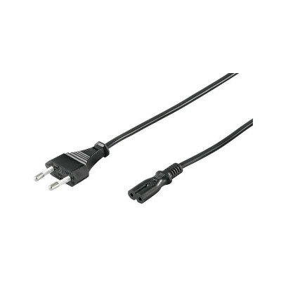 Cablu alimentare 1m Euro tata la 2 pini mama negru H03VVH2-F2G 0.75mm 2.5A 250V