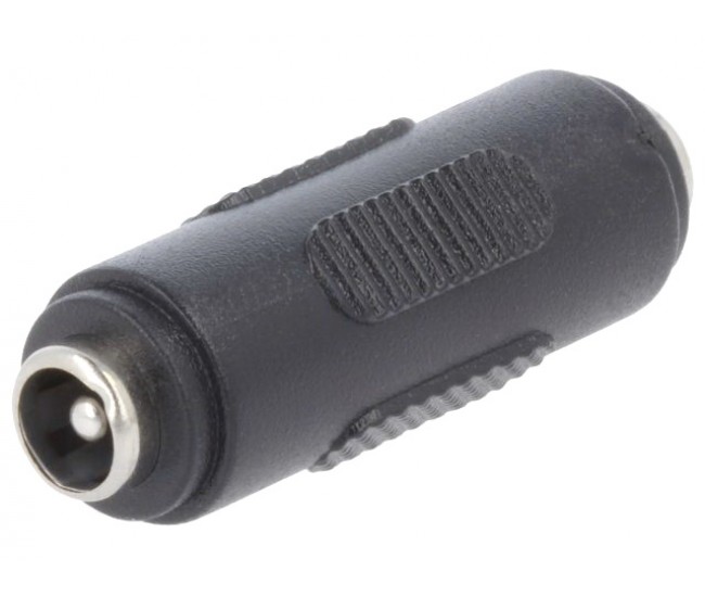 Adaptor DC mama-mama 2.1x5.5 mm plastic negru PC2.1-FF