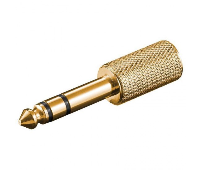 Adaptor JACK 6.35 mm tata stereo - 3.5 mm mama stereo Gold Goobay