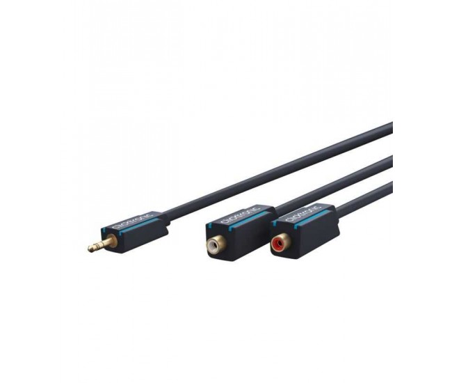 Cablu adaptor Profesional Jack 3.5 mm tata - 2x RCA mama OFC cupru 10cm dublu ecranat aurit Clicktronic 70492