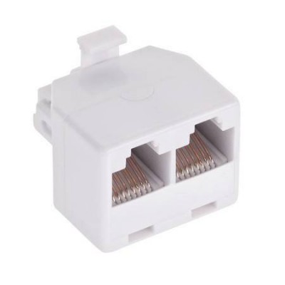 Adaptor RJ45 8p8c tata la 2x mama RJ45 alb