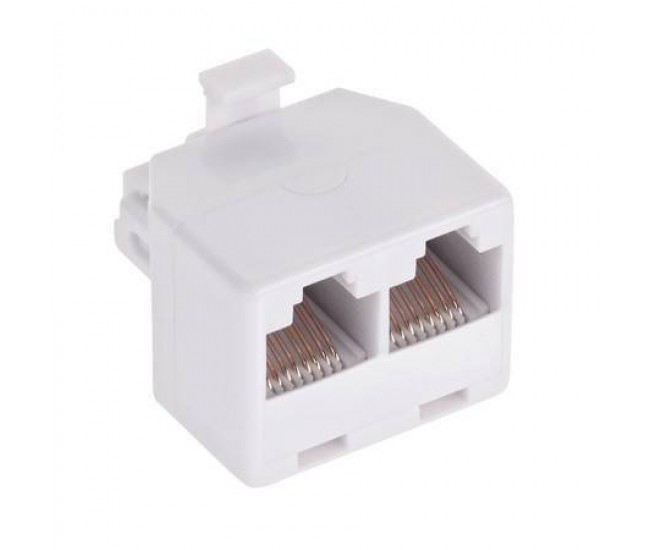 Adaptor RJ45 8p8c tata la 2x mama RJ45 alb