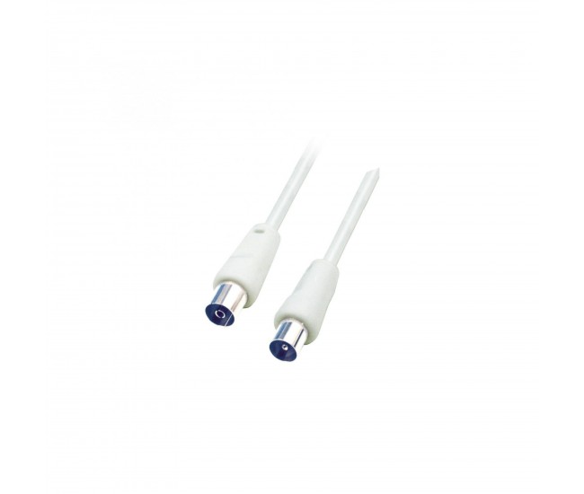 Cablu coaxial 1.5m alb mama-tata dublu ecranat drept RF 1X HOME