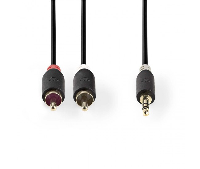 Cablu audio JACK stereo 3.5 mm tata - 2x RCA tata 5m antracit Nedis