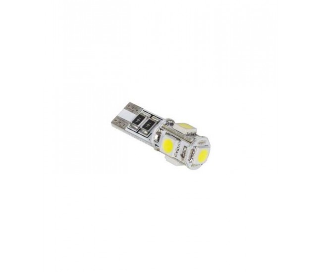 Bec LED 5x SMD5050 alb auto CANBUS T10 12V 1.8W 45lm Vipow