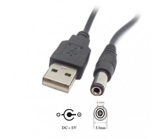 USB - DC 0.6m cablu 5.5x2.1mm OEM