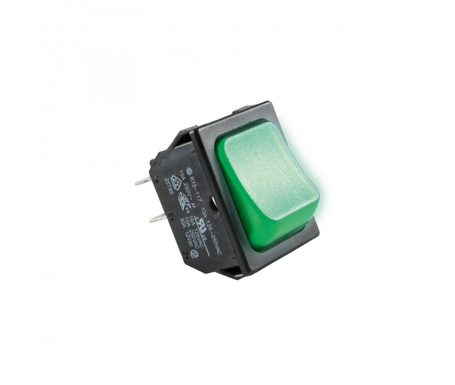 Comutator basculant ON-OFF cu retinere 250V 10A 2 circuite cu bec verde incastrare 31x22mm HOME