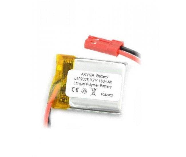 Acumulator Lithium Poliymer 06050 150mAh 1S 3.7V fir cu conector JST-BEC 25x20x4mm AKYGA Battery