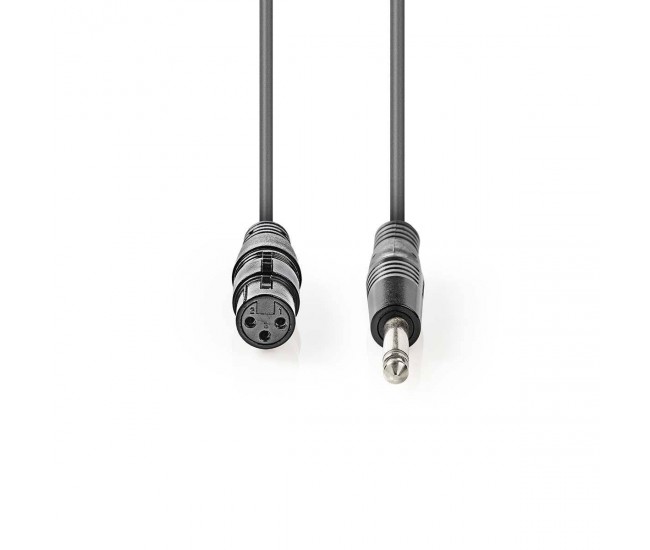 Cablu mono XLR 3 pini mama - Jack 6.5 mm tata 5m gri Nedis