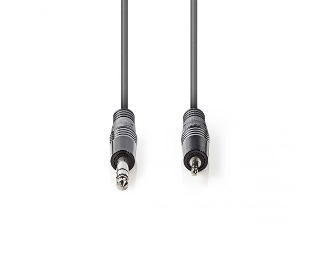 Cablu audio stereo Jack 6.35 mm Tata - 3.5 mm Tata 1.5m gri Nedis