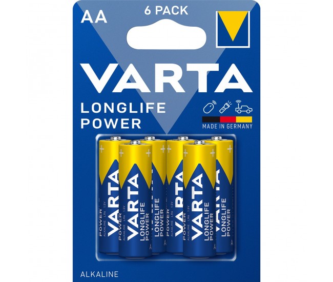 Set 6 baterii alcaline LONGLIFE POWER AA LR6 4+2buc VARTA