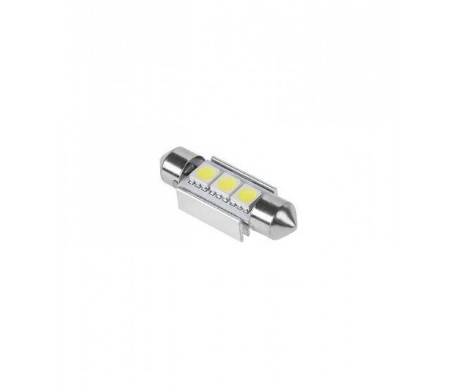 Bec LED 3x SMD5050 alb auto CANBUS 12V 1.5W 30lm T11 SV8.5 36mm Vipow