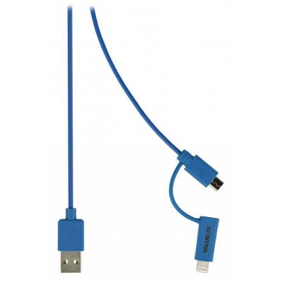 Cablu alimentare si sincronizare albastru USB 2.0 A tata - micro B tata cu adaptor lightning 1m cupru Valueline