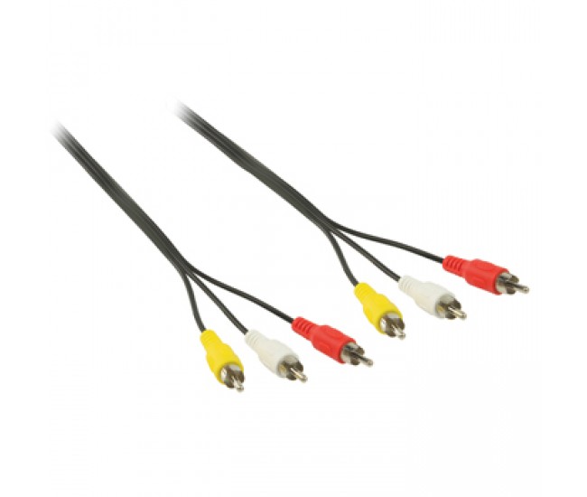 Cablu audio 3x RCA tata - 3x RCA tata 5m negru Valueline