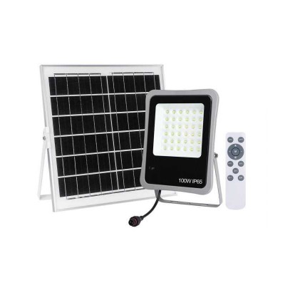 Proiector solar Well 100W 1200lm lumina rece 6500K cu panou solar 15W 350x350x17 mm