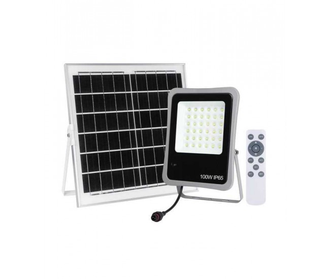 Proiector solar Well 100W 1200lm lumina rece 6500K cu panou solar 15W 350x350x17 mm