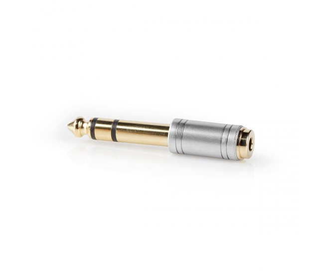 Adaptor Audio JACK 6.35 mm tata - JACK 3.5 mm mama metal argintiu Nedis