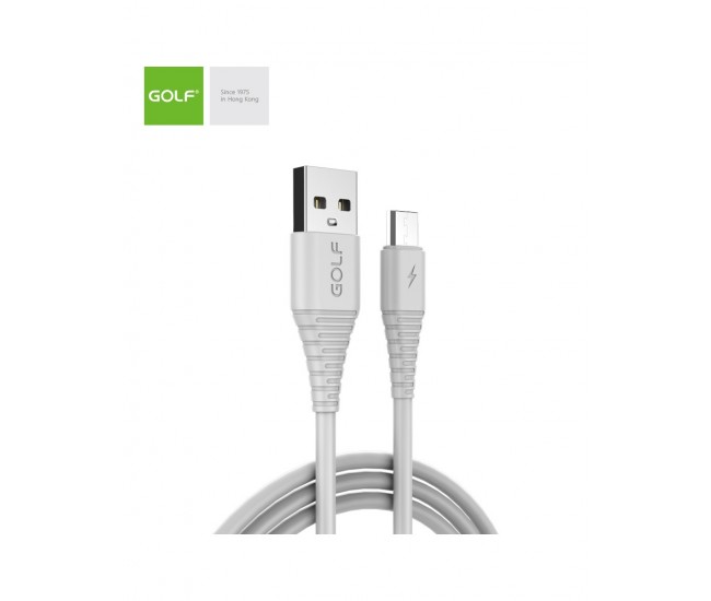 Cablu USB la micro USB Golf Flying Fish Fast Cable 3A alb 1m GC-64m