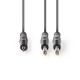 Cablu Stereo Audio Jack 2x 6.35 mm tata - 3.5 mm tata 5m Gri Nedis