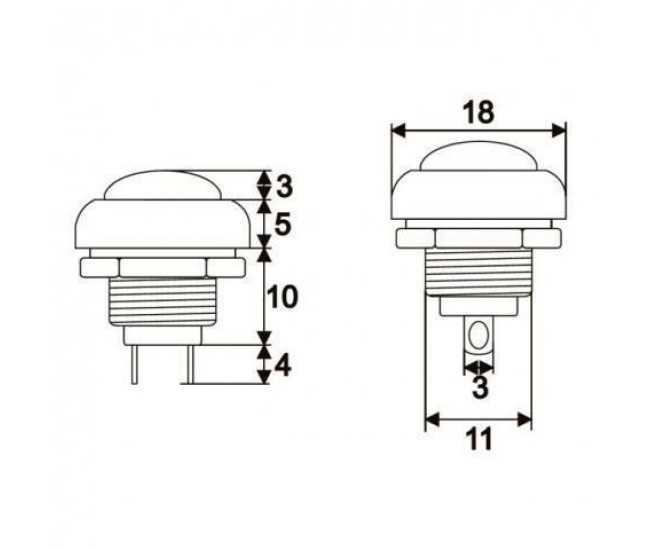 Buton 1 circuit 1A 250V OFF-ON rosu fara retinere 09044PI