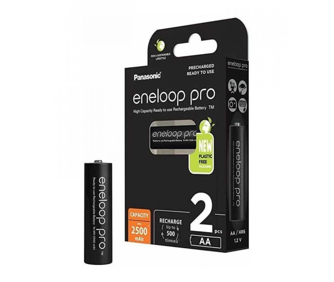 Set acumulatori AA NIMH 2500mAh R6 Eneloop PRO Panasonic 2buc BK-3HCDE/2BE