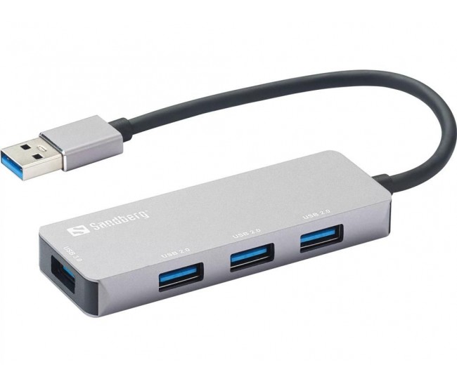 Hub USB 3.0 - 1x USB 3.0 + 3x USB 2.0 aluminiu Sandberg 333-67