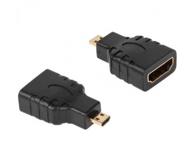 Adaptor micro HDMI la HDMI mama aurit negru