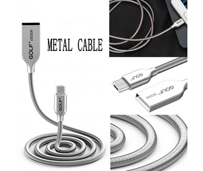 Cablu Kirsite Micro USB Golf 36M argintiu 1m 2.4A Fast Charging