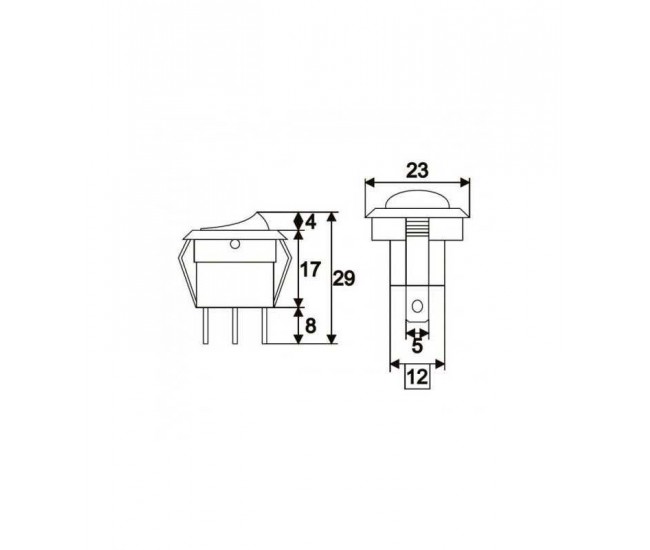 Interupator basculant 1 circuit 3 pini 12V 16A OFF-ON LED verde cu retinere