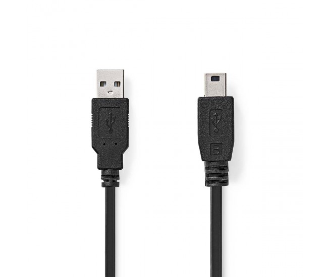 Cablu USB 2.0 A tata - Mini USB 5-pini tata 5m negru NEDIS