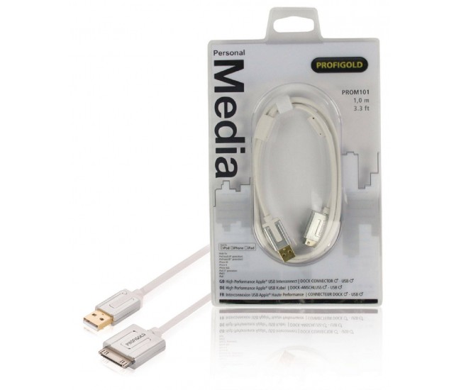 Cablu Apple iPad iPhone - USB de inalta calitate 1m alb Profigold