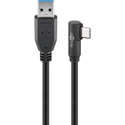 Cablu USB TYPE C tata la USB A 3.0 tata unghi 90 grade 1m 15W 5Gbps Goobay