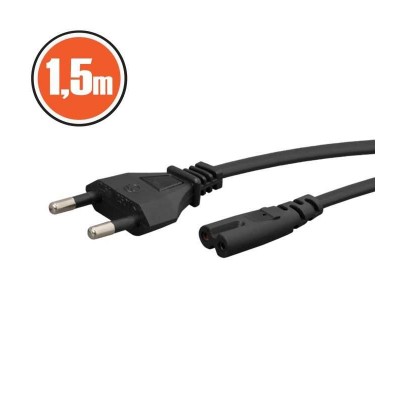 Cablu de alimentare Stecher tip CEE 7/16 Europlug - soclu IEC C7 1.5m 2x0.5mm2 dublu izolat 2.5A/250V negru 20111