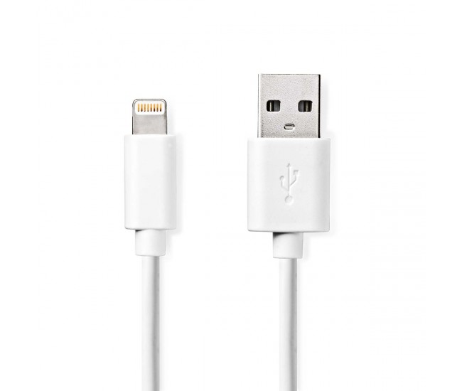 Cablu incarcator/date Apple Lightning 8-Pini - USB-A tata 1m 2.4A alb Nedis