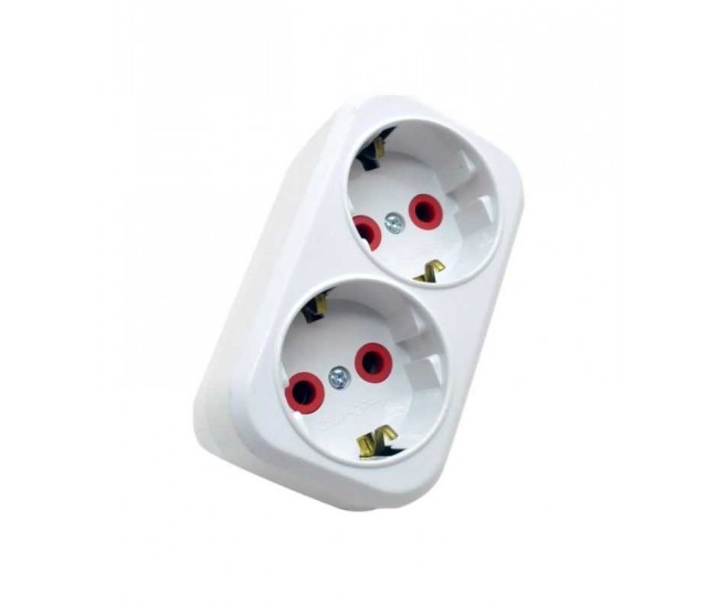 Dublu stecher 2x SCHUKO 16A 3500W alb/rosu VE12000 LAVA Sokets