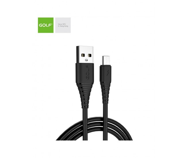 Cablu USB la micro USB Golf Flying Fish Fast Cable 3A negru 1m GC-64m