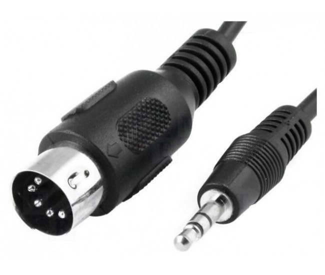 Cablu DIN 5pini mufa tata la Jack 3.5 mm mufa tata 1.5m negru BQ CABLE