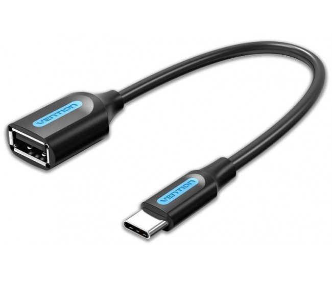Cablu USB 2.0 A mama - USB type C tatat 15cm cupru ecranat negru VENTION CCSBB