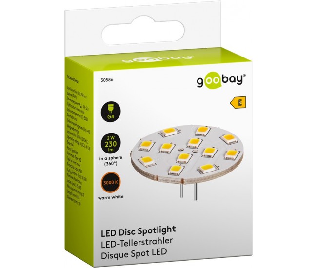 Bec LED G4 123° 2W 12V alb cald 3000K 230lm Goobay 30586