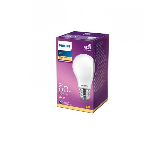 Bec LED filament Philips E27 A60 7W (60W) 806lm lumina calda 2700K 929001243082